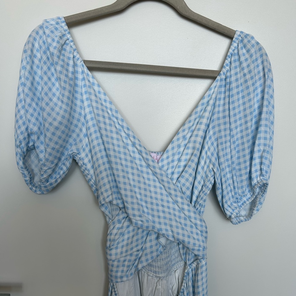Pink Lily Blue & White Gingham Dress NWOT